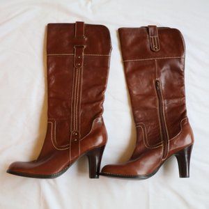 Tall Caramel Leather Boots